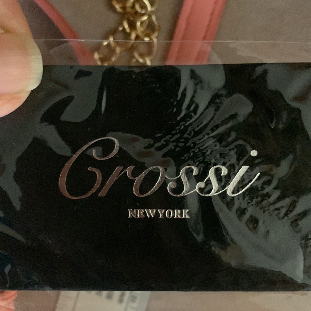 CROSSI NY. NWT. Beautiful Coral, crossbody bag with bow on front. Gold c… - Picture 7 of 8